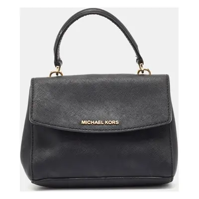 Michael Kors Black Leather Mini Ava Top Handle Bag