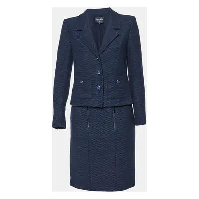 Chanel Navy Blue Tweed Skirt Suit