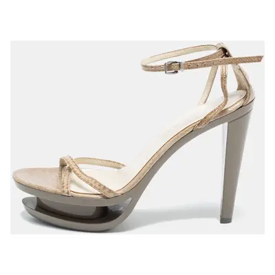 Jil Sander Grey Leather Ankle Strap Sandals Size