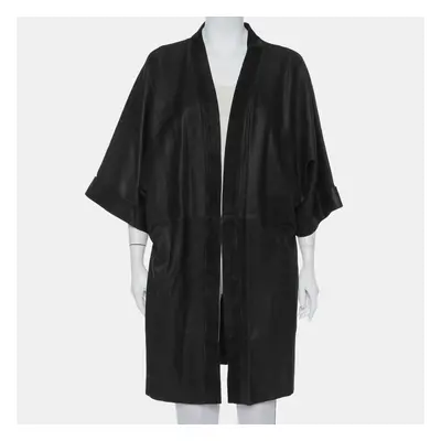 IRO Black Suede Leather Open Front Kimono