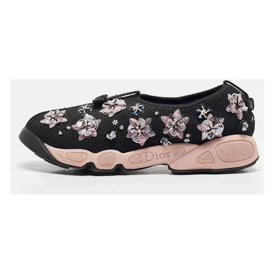 Dior Black Mesh Fusion Floral Embellished Sneakers Size