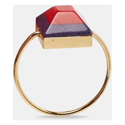 Fendi Resin Gold Tone Ring Size