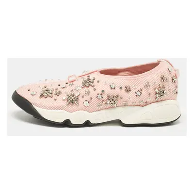 Dior Pink Embellished Mesh Fusion Sneakers Size