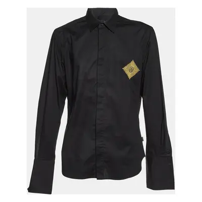 Just Cavalli Black Embroidered Cotton Buttoned Up Shirt