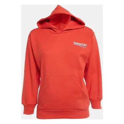 Balenciaga Red Logo Print Cotton Blend Hoodie (8 Yrs)