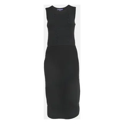 Ralph Lauren Purple Label Black Stipe Knit Sleeveless Midi Dress