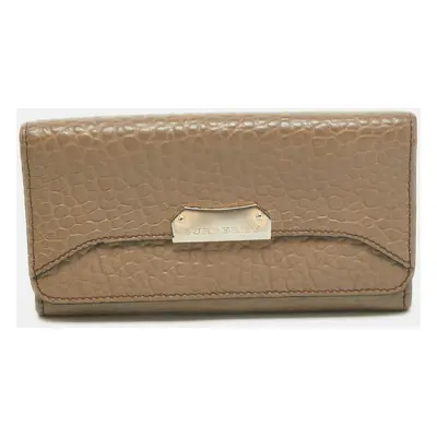 Burberry Beige Leather Flap Continental Wallet