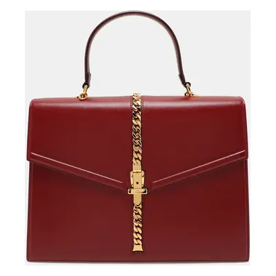 Gucci Red Leather Sylvie Top Handle Bag