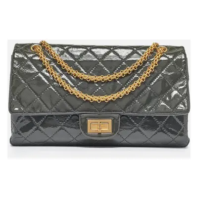 Chanel Grey Quilted Aged Patent Leather Classic Reissue 2.55 Flap Bag