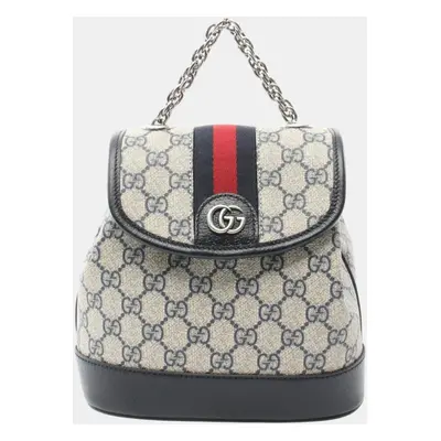 Gucci White Navy Coated Canvas Leather Offdia GG Supreme Backpack