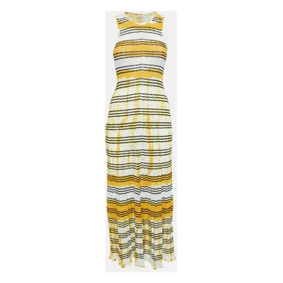 Sandro Yellow Julie Stripe Pointelle Knit Tank Dress