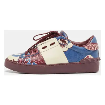 Valentino Multicolor Floral Printed Leather Low Top Sneakers Size 36.5