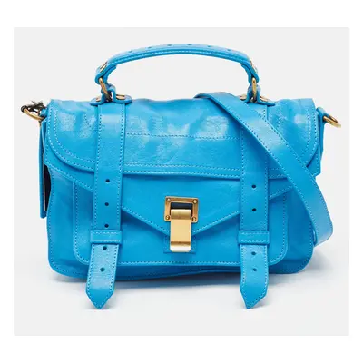 Proenza Schouler Blue Leather Tiny PS1 Top Handle Bag