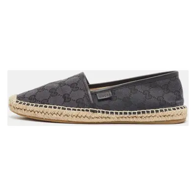 Gucci Black GG Canvas and Leather Espadrille Flats Size