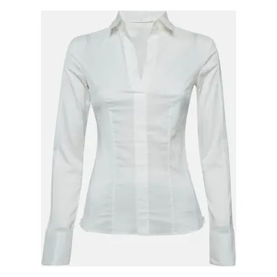 Boss By Hugo Boss White Cotton Blend Fitted Shirt