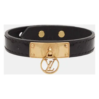 Louis Vuitton Vernis Logomania Black Leather Gold Tone Bracelet