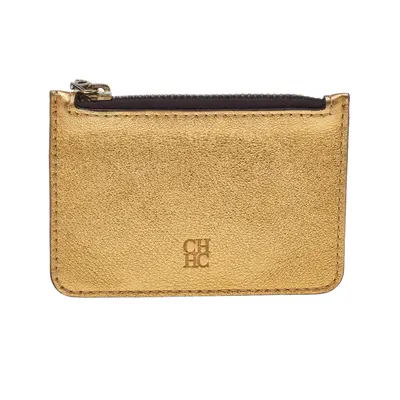 Carolina Herrera Metallic Gold Leather Coin Purse