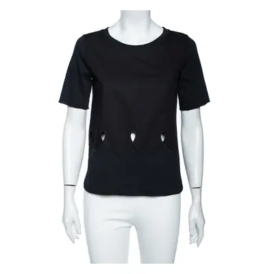 See by Chloe Black Cotton Cut Out Detail Jersey T-Shirt