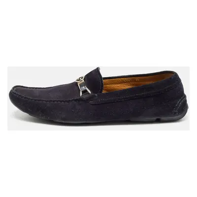 Giorgio Armani Navy Blue Suede Slip On Loafers Size 43.5