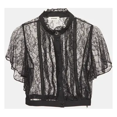 Sandro Black Lace Sheer Crop Top