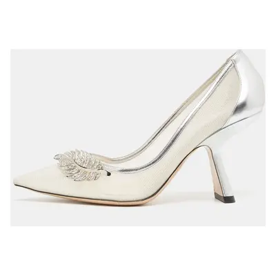 Nicholas Kirkwood Silver Leather and Mesh Monstera Pumps Size