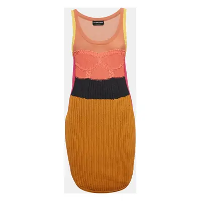 Sonia Rykiel Multicolor Rib Knit Sleeveless Mini Dress