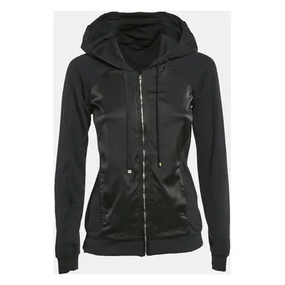 D&G Black Satin and Cotton Knit Zip-Up Jacket