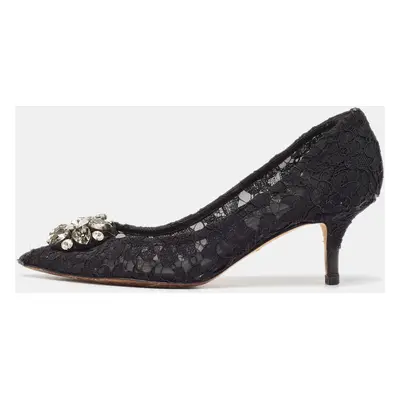 Dolce & Gabbana Black Lace Bellucci Pumps Size 38.5