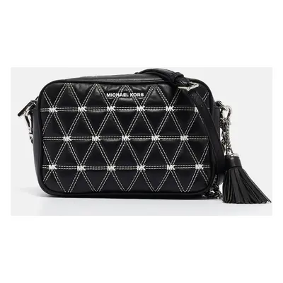 Michael Kors Black/White Quilted Leather Medium Ginny Crossbody Bag