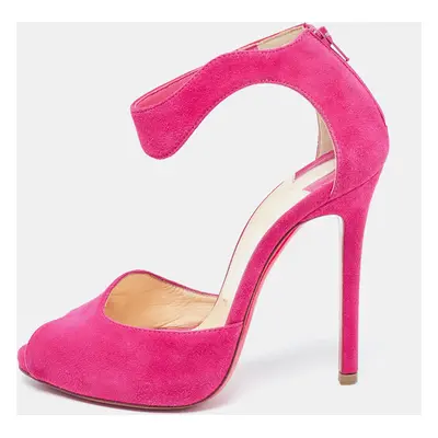 Christian Louboutin Pink Suede Ankle Strap Sandals Size