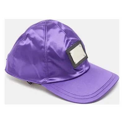 Dolce & Gabbana Vintage Purple Satin Logo Patch Cap Size