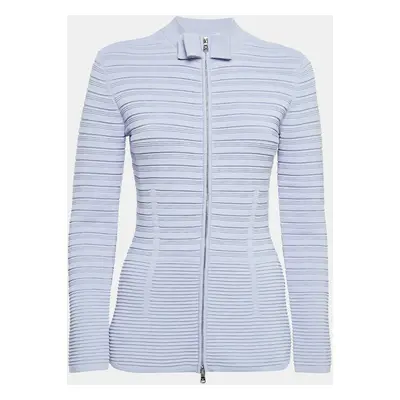 Emporio Armani Patterned Jersey Zip-Up High Neck Jacket