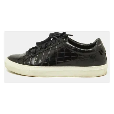 Givenchy Black Croc Embossed Leather Urban Street Sneakers Size