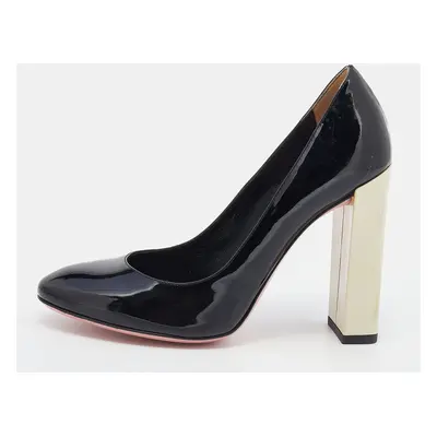 Fendi Black Patent Leather Block Heel Pumps Size