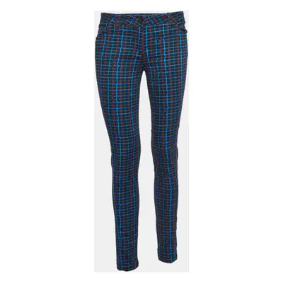 Kenzo Blue Checked Cotton Skinny Trousers