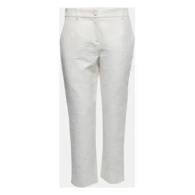 Dolce & Gabbana White Floral Jacquard Tapered Trousers