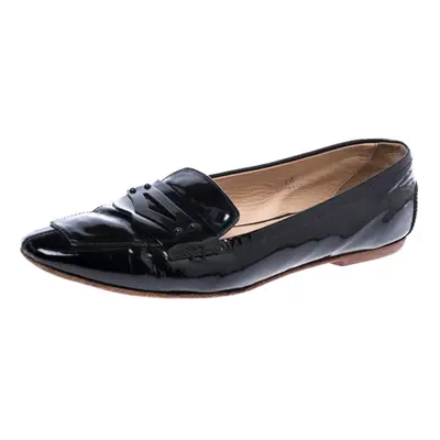 Tod's Black Patent Leather Pointed Toe Penny Loafer Size