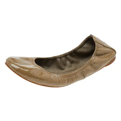 Tory Burch Olive Green Patent Leather Scrunch Ballet Flats Size