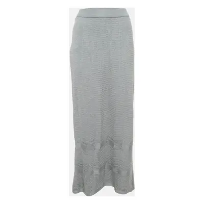 M Missoni Grey Chevron Knit Maxi Skirt