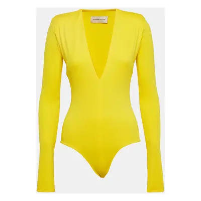 Alexandre Vauthier Yellow V-Neck Stretch Jersey Bodysuit