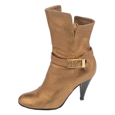 Casadei Gold Leather Ankle Length Boots Size