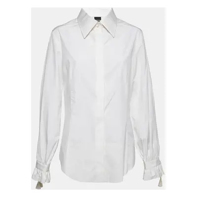 Gianfranco Ferre Off White Cotton Tassel Detail Button Front Shirt