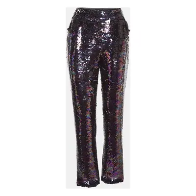 Balmain Purple Fringe Trim Sequin Pants