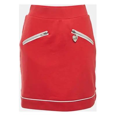 Love Moschino Red Knit Zip Detailed Mini Skirt