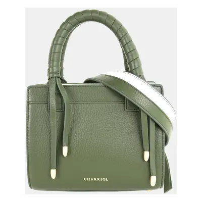 Charriol Military Green/Off white Leather Forever Handbag