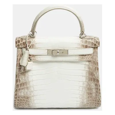 Hermès Blanc Crocodile Niloticus Himalaya Palladium Finish Kelly Retourne Bag