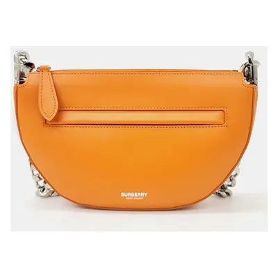 Burberry Orange Leather Olympia Crossbody Bag