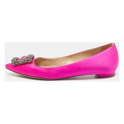 Manolo Blahnik Pink Satin Hangisi Ballet Flats Size 37.5