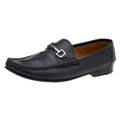 Gucci Black Leather Horsebit Slip On Loafers Size 42.5