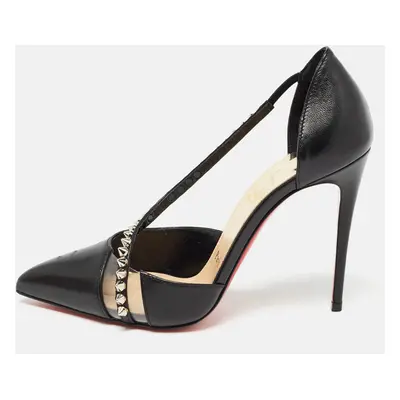 Christian Louboutin Black Leather Spike Cross Pumps Size 35.5